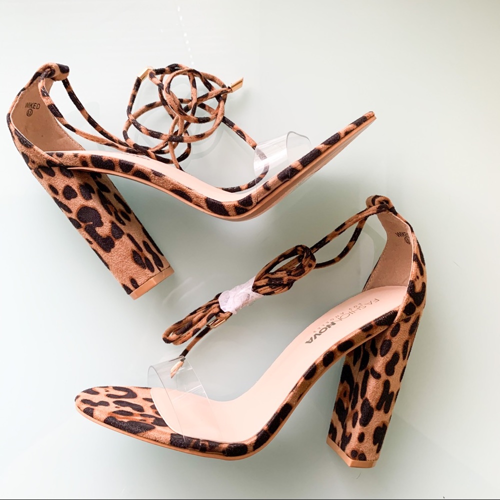 Animal print block heels